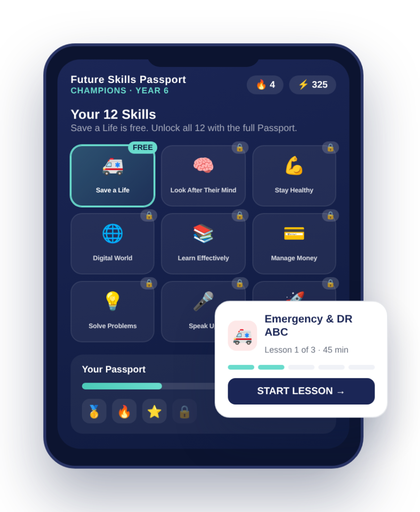 The Future Skills Passport shown on a tablet